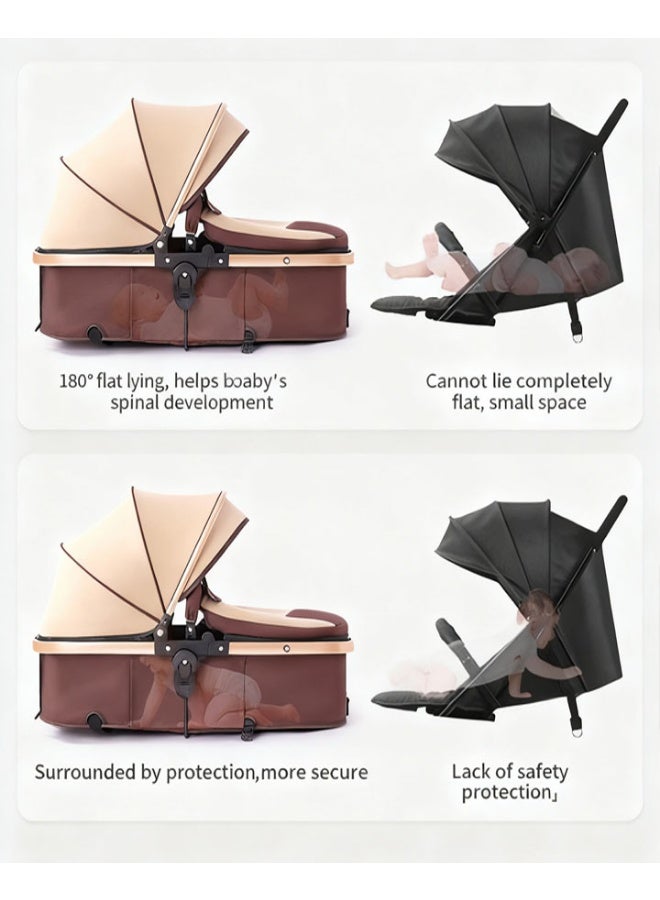 Kidilo 3-in-1 Convertible Baby Stroller – Bassinet & Seat Modes, High Landscape, Adjustable Canopy, One-Hand Fold, Spacious & Comfortable Luxury Stroller - Image 4